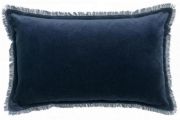 Coussin uni Fara en coton coloris Marine 30x50 - Vivaraise