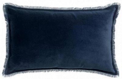 Coussin uni Fara en coton coloris Marine 40x65 - Vivaraise