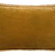 Coussin uni Fara en velours de coton coloris Bronze 40x65 - Vivaraise