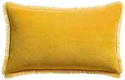 Coussin uni Fara en velours de coton coloris Curry 40x65 - Vivaraise