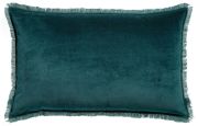 Coussin uni Fara en velours de coton coloris Paon 40x65 - Vivaraise