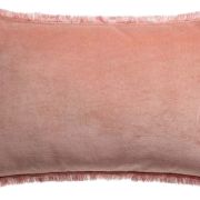 Coussin uni Fara en velours de coton coloris Pink 40x65 - Vivaraise