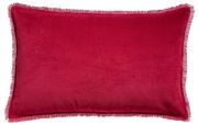 Coussin uni Fara en velours de coton coloris Rubis 40x65 - Vivaraise