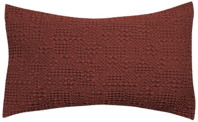 Coussin uni Tana en coton stonewashed coloris Tomette 40x65 - Vivaraise