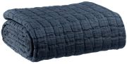 Couvre-lit stonewash Swami en coton coloris marine 180x260 - Vivaraise