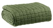 Couvre-lit stonewashed Swami en coton coloris Olive 180x260 - Vivaraise