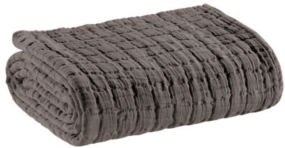 Couvre-lit uni Swami en coton stonewashed coloris Asphalte 240x260 - Vivaraise