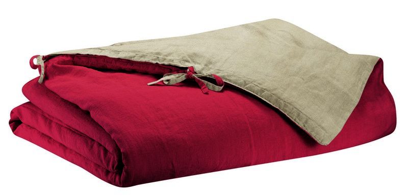 Housse de couette en lin Stonewashed Zéphyr coquelicot 140x200 - Vivaraise