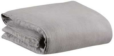 Housse de couette uni Zeff en lin stonewashed coloris Orage 240x260 - Vivaraise