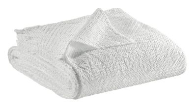 Jeté de lit Ava blanc coton stonewashed 240x260 - Vivaraise