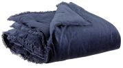 Jeté de lit Fara uni coton/polyester coloris Marine 240x260 - Vivaraise