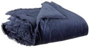 Jeté de lit Fara uni coton/polyester coloris marine 240x260 - Vivaraise