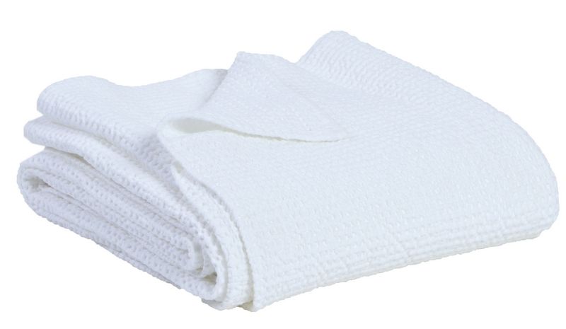 Jeté de lit Maïa en coton stonewashed coloris Blanc 240x260 - Vivaraise