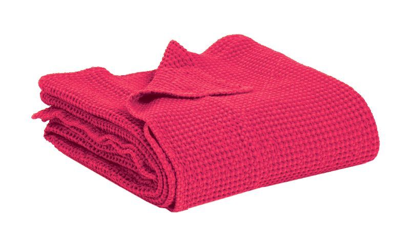 Jeté de lit Maïa en coton stonewashed coloris Pink 180x260 - Vivaraise