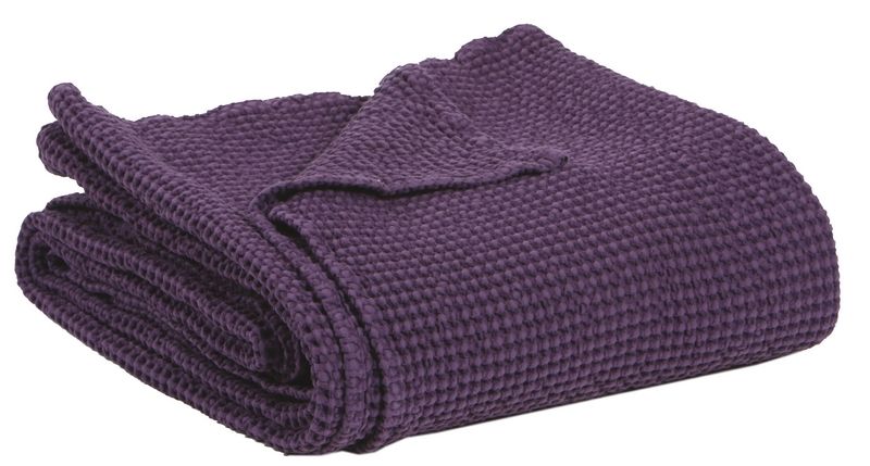 Jeté de lit Maïa en coton stonewashed coloris Violet 180x260 - Vivaraise