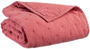 Jeté de lit Ming en coton uni coloris Litchi 180x260 - Vivaraise