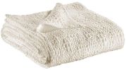 Jeté de lit Tana en coton stonewashed coloris Craie 260x260 - Vivaraise