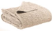 Jeté de lit Tana en coton stonewashed coloris Crème 180x260 - Vivaraise