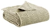 Jeté de lit Tana en coton stonewashed coloris Pinède 180x260 - Vivaraise