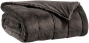 Plaid Asha polyester asphalte 140x180 - Vivaraise