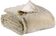 Plaid Fara velours de coton coloris lin 135x200 - Vivaraise