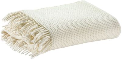 Plaid Rosa laine merinos woolmark craie 140x200 - Vivaraise