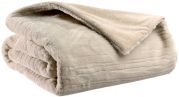Plaid fausse fourrure Artus en polyester coloris Lin 140x180 - Vivaraise