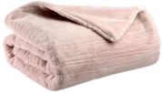 Plaid fausse fourrure Artus en polyester coloris blush 140x180 - Vivaraise