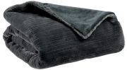 Plaid fausse fourrure Artus en polyester coloris ombre 140x180 - Vivaraise