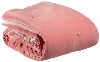 Plaid uni Elise points noués en coton coloris Blush 140x200 - Vivaraise