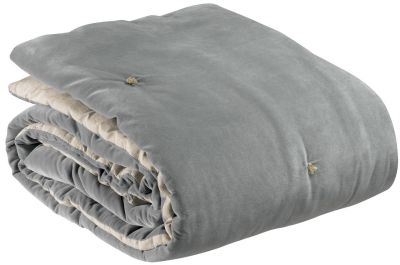 Plaid uni Elise points noués en coton coloris Ecume 140x200 - Vivaraise
