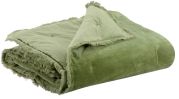 Plaid uni Fara en coton coloris Olive 135x200 - Vivaraise