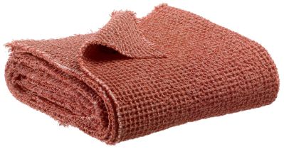 Plaid uni Maïa Chambray en coton stonewashed coloris Rooibos 130x200 - Vivaraise