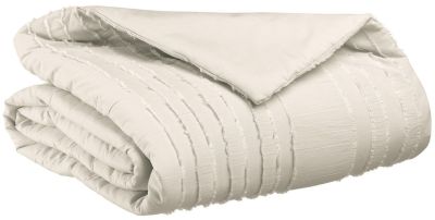 Plaid uni Miha en coton/polyester coloris Lin 120x180 - Vivaraise