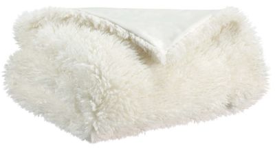 Plaid uni Milly en polyester coloris Neige 125x150 - Vivaraise