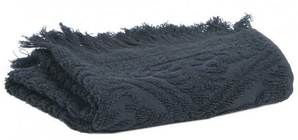 Serviette de toilette uni Zoé en coton coloris Ardoise 100x50 - Vivaraise