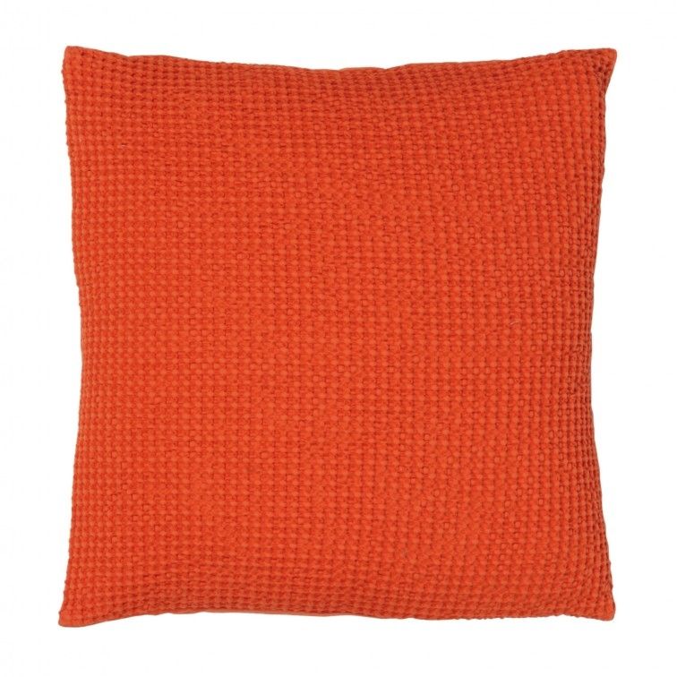 Taie d'oreiller uni Maïa en coton stonewashed coloris Potiron 65x65 - Vivaraise