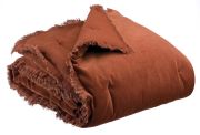 Édredon uni Fara en velours de coton uni coloris Caramel 85x200 - Vivaraise