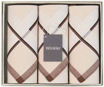 Boite de 3 mouchoirs Luxe en coton homme Sam 40x40 - Winkler