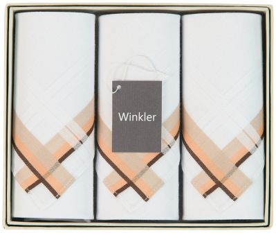 Boite de 3 mouchoirs Luxe en coton homme Scott ficelle 40x40 - Winkler