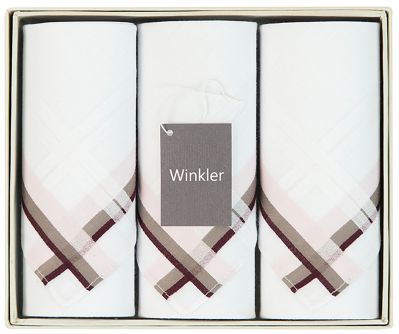 Boite de 3 mouchoirs Luxe en coton homme Scott taupe 40x40 - Winkler