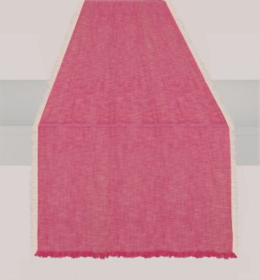 Chemin de table à franges Jet rouge framboise coton 170x50 - Winkler