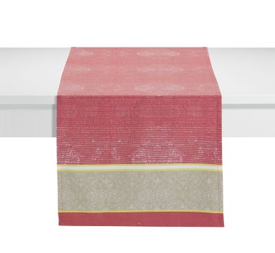 Chemin de table motifs et rayures Fidji rouge framboise 150x50 - Winkler