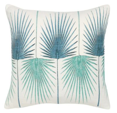 Coussin Hawaï bleu acier motif palmes coton 45x45 - Winkler