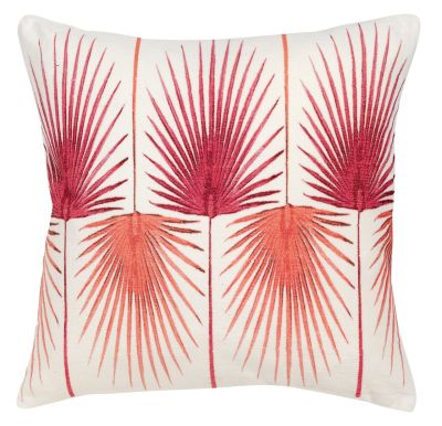 Coussin Hawaï rouge framboise motif palmes coton 45x45 - Winkler