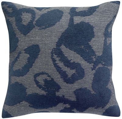 Coussin Hinda coton velours jacquard motifs abstraits bleu Encre 45x45 - Winkler
