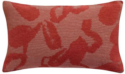 Coussin Hinda coton velours jacquard motifs abstraits rouge Tomette 30x50 - Winkler