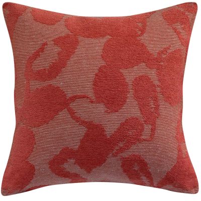 Coussin Hinda coton velours jacquard motifs abstraits rouge Tomette 45x45 - Winkler