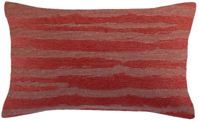 Coussin Hindi coton velours jacquard rayures rouge Tomette 30x50 - Winkler
