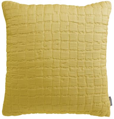 Coussin Swami coton stonewash effet matelassé carreaux curry 45x45 - Winkler